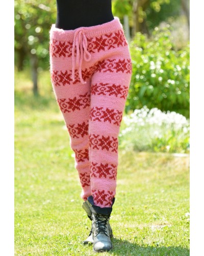 Pink Hand Knit 100% Wool  Icelandic Nordic Pants