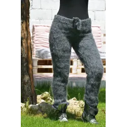 Super sexy Dark gray mix Hand Knitted Mohair Wool Pants Fuzzy Leggings