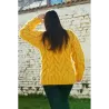 Yellow color Cable Hand Knitted Chunky 100 % Pure Wool Turtleneck Sweater Yellow