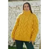 Yellow color Cable Hand Knitted Chunky 100 % Pure Wool Turtleneck Sweater Yellow