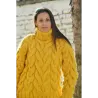 Yellow color Cable Hand Knitted Chunky 100 % Pure Wool Turtleneck Sweater Yellow