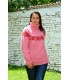 Icelandic Nordic Hand Knit 100 % Wool Sweater Pink color Turtleneck Pullover