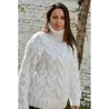 Cable Hand Knitted Mohair Sweater White Color Fuzzy Turtleneck Pullover