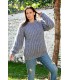 Cable Hand Knitted Mohair Sweater Grey Color Fuzzy Crewneck Ribbed Pullover