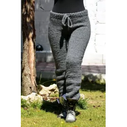 Dark Grey Hand Knitted 100% Wool Pants