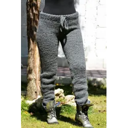 Dark Grey Hand Knitted 100% Wool Pants