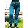 Blue Black mix Hand Knitted Mohair Wool Pants Fuzzy Leggings