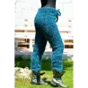 Blue Black mix Hand Knitted Mohair Wool Pants Fuzzy Leggings