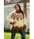 Icelandic Hand Knit Mohair Sweater White Brown Color Fuzzy Turtleneck Pullover