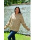 Cable Hand Knitted High Quality 100 % Pure Wool Hooded Cardigan Beige color