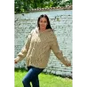 Cable Hand Knitted High Quality 100 % Pure Wool Hooded Cardigan Beige color