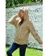 Cable Hand Knitted High Quality 100 % Pure Wool Hooded Cardigan Beige color