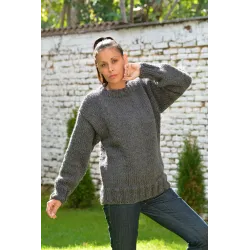 Black and White Hand Knit 100 % wool Sweater crewneck Handgestrickt handmade pullover by Extravagantza
