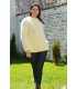 Hand Knit Mohair crew neck Sweater off white color Fuzzy pullover