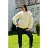 Hand Knit Mohair crew neck Sweater off white color Fuzzy pullover