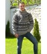 Grey Hand Knitted 100 % Pure Wool Turtleneck Sweater Yellow