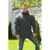 Dark Grey Cable Hand Knitted Chunky 100 % Pure Wool Turtleneck Sweater