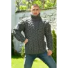 Dark Gray Cable Hand Knitted Chunky 100 % Pure Wool Turtleneck Sweater
