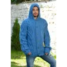 Cable Hand Knitted High Quality 100 % Pure Wool Hooded Cardigan Blue color