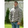 Light Gray Cable Hand Knitted Chunky 100 % Pure Wool Turtleneck Sweater