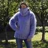 Hand Knit Mohair Sweater Light Lilac Fuzzy Turtleneck 7 strands