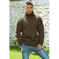 copy of Black Hand Knit 100 %  Wool Sweater Turtleneck Pullover - 1