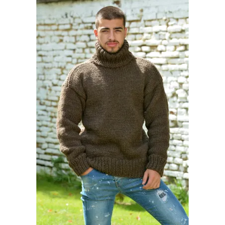 copy of Black Hand Knit 100 %  Wool Sweater Turtleneck Pullover - 1
